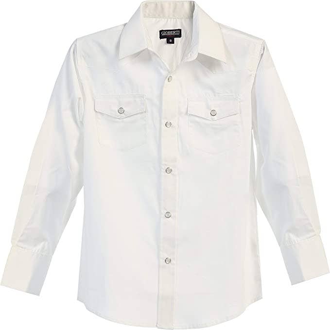 Men's Casual Western Solid Long Sleeve Shirt with Pearl Snaps GB-LS95W