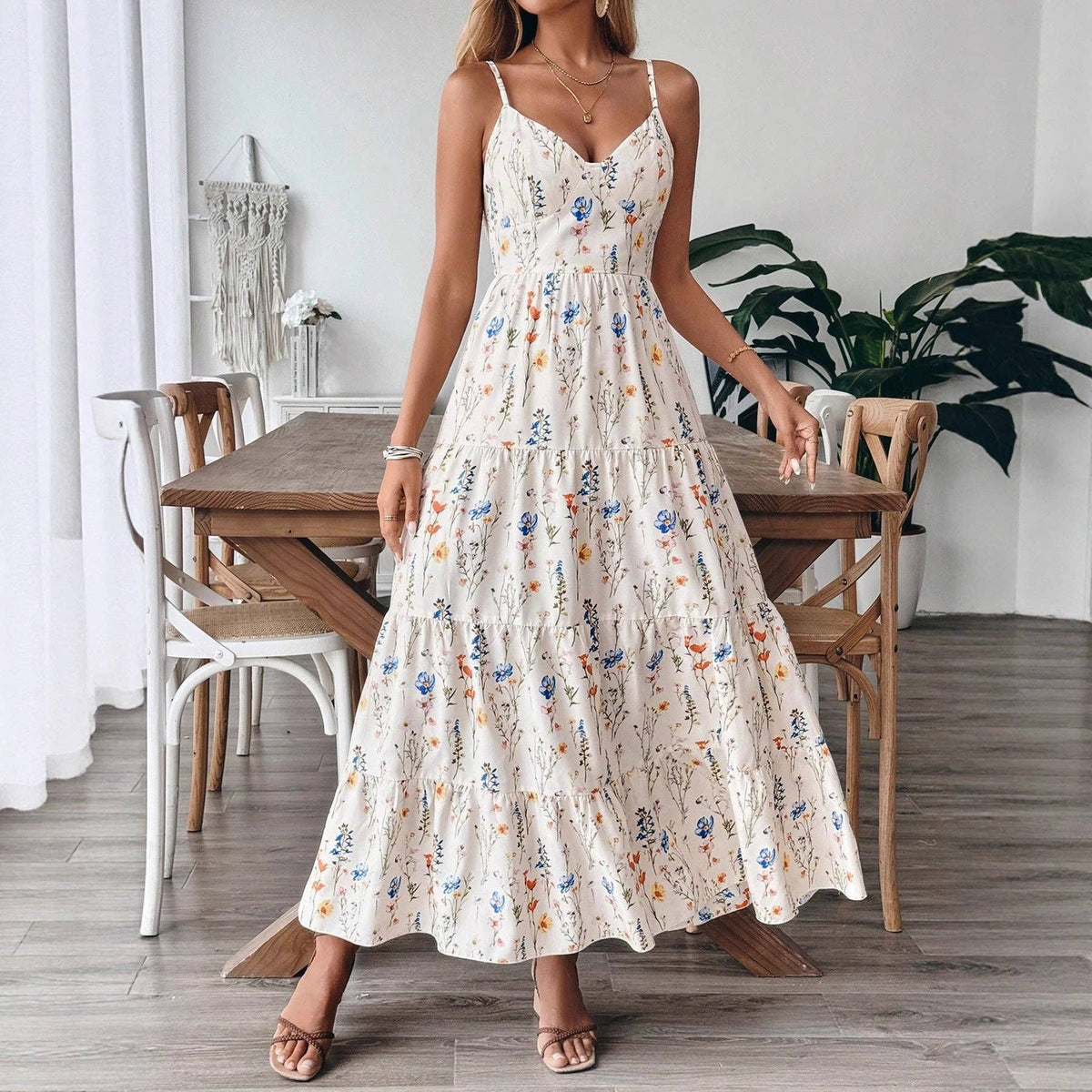 2026 Women The Resort Strappy Sleeveless Midi Dress