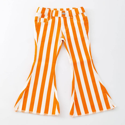 Stripe Orange Denim Flares