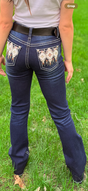 Girls Western Bootcut Jeans - Faux Flap Pocket - Stretch Premium Denim Fabric.MCGJ-HX-45