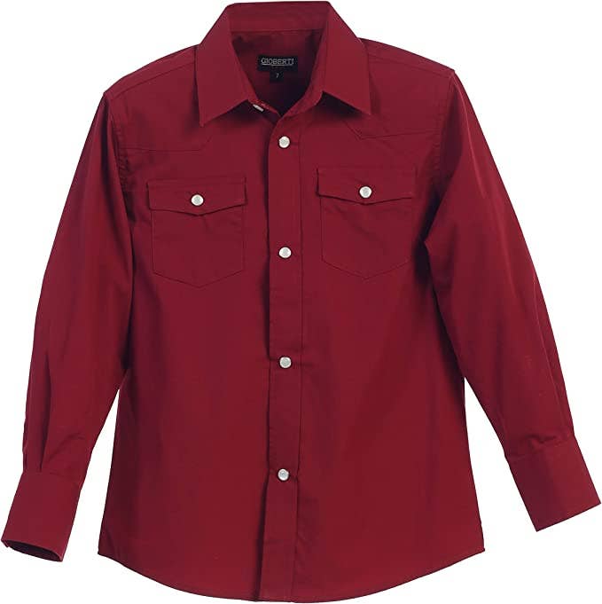 Men's Casual Western Solid Long Sleeve Shirt with Pearl Snaps GB-LS95W