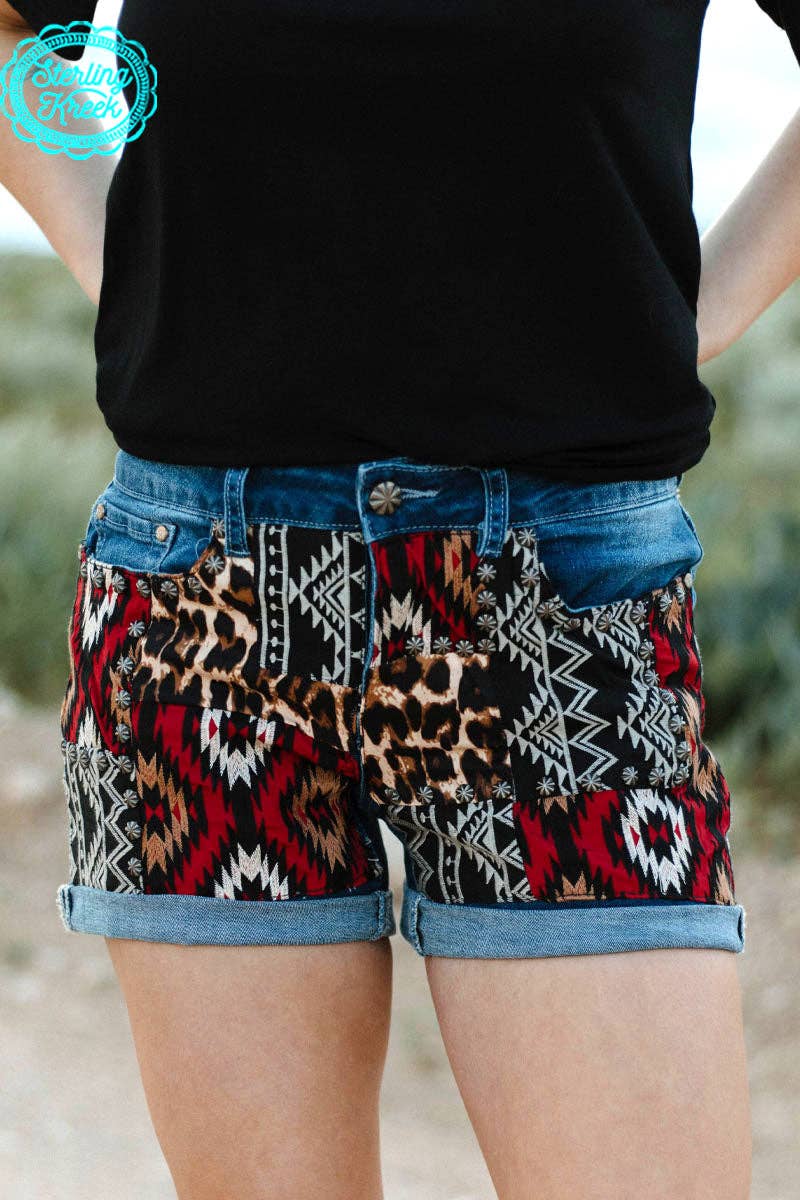 Patched Up Shorts - Leopard