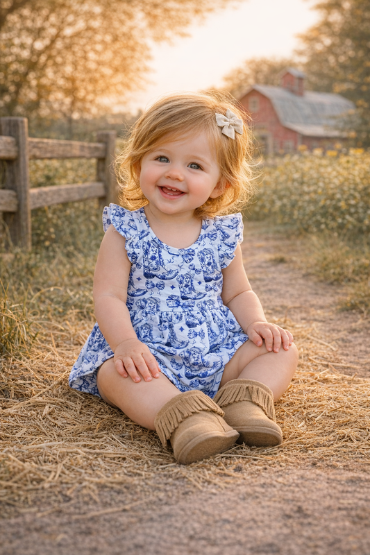 Porcelain Bows Bamboo Infant Romper