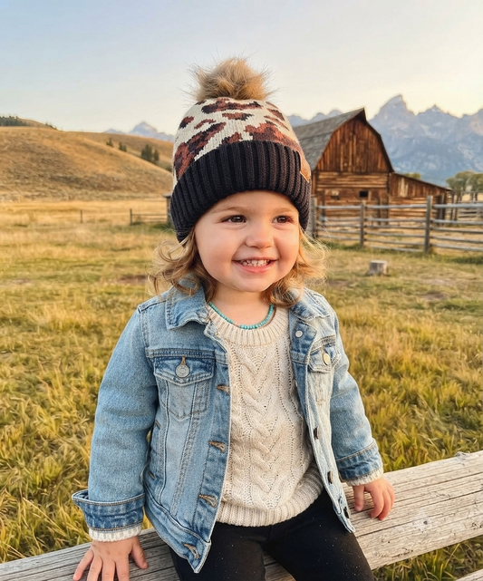 Cowhide Girls Beanie Hat