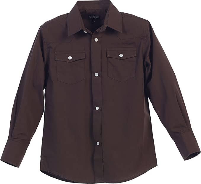 Men's Casual Western Solid Long Sleeve Shirt with Pearl Snaps GB-LS95W