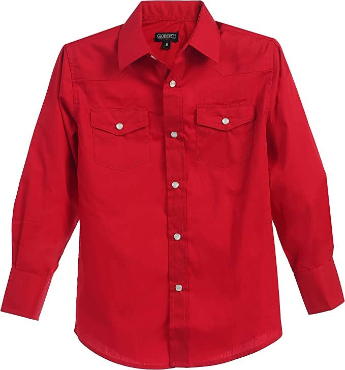 Men's Casual Western Solid Long Sleeve Shirt with Pearl Snaps GB-LS95W